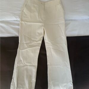 Cream Wide-Leg Pants